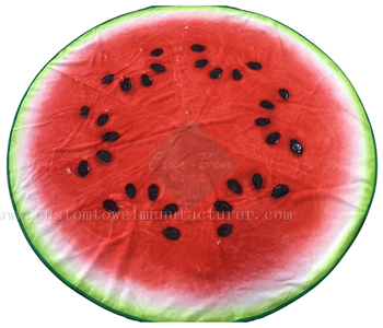 China Bulk personalised microfiber towel Round Beach Towel Factory All Over Watermelon Printing Beach Towel Supplier